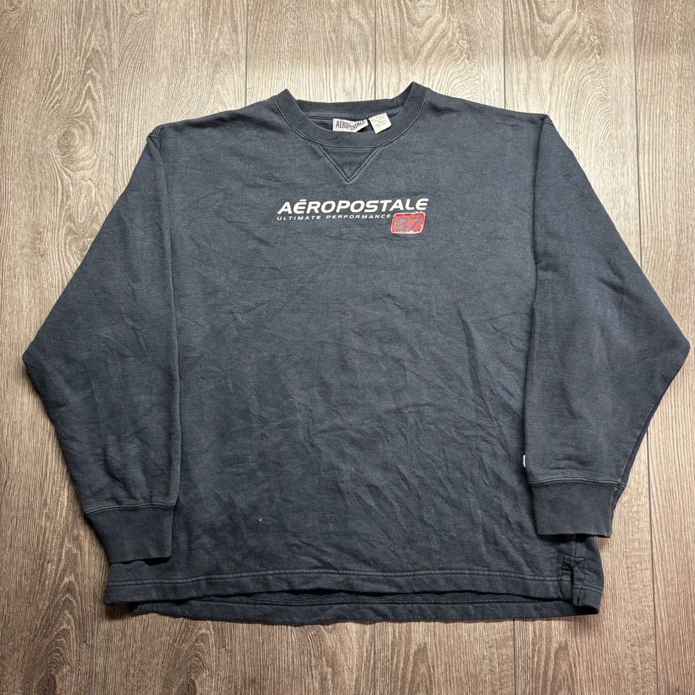 Vintage Aeropostale Performance 87 Sweatshirt Mens XL Navy Blue Crewneck